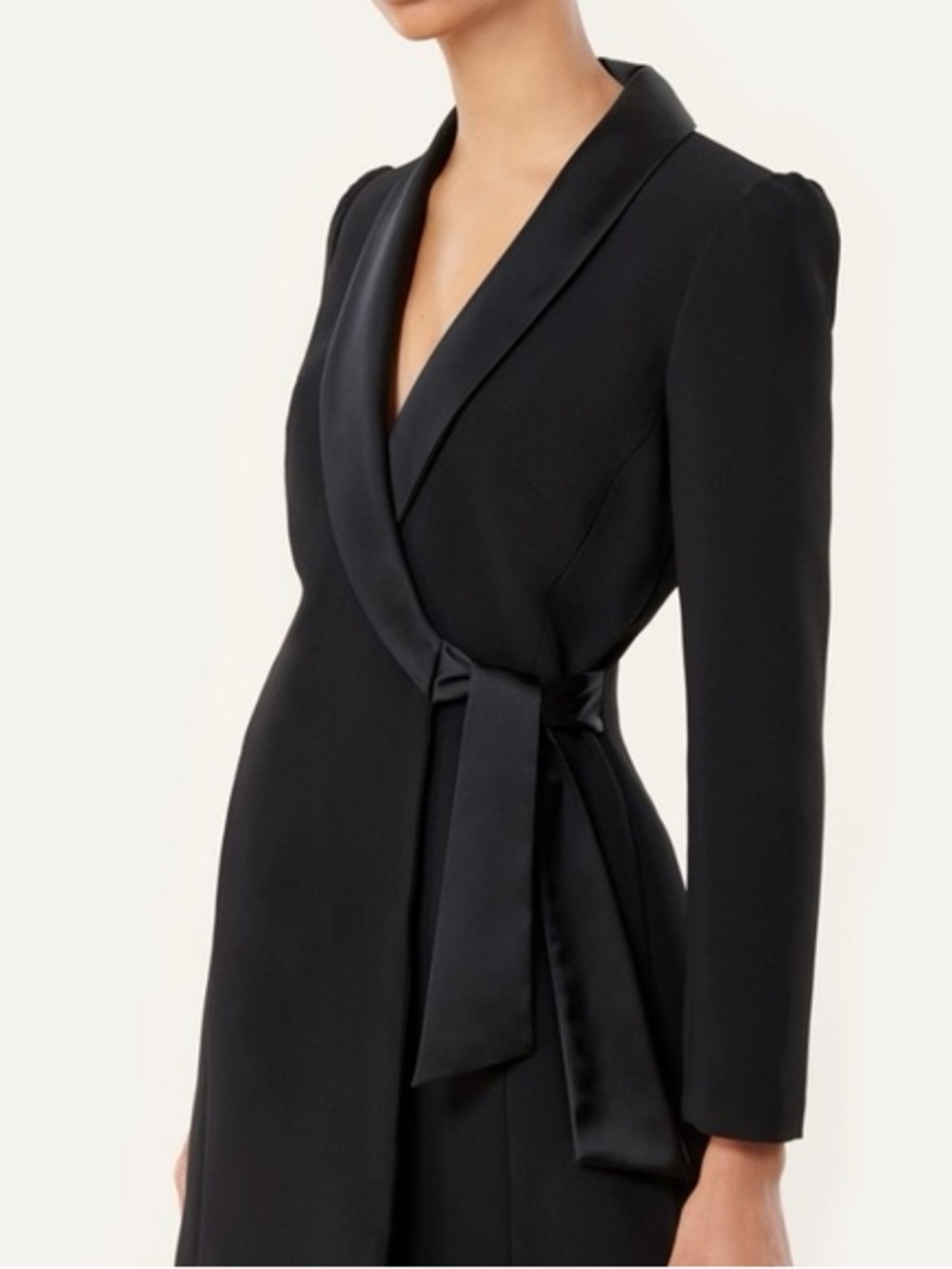 Milly Black Satin-Trim blazer dress